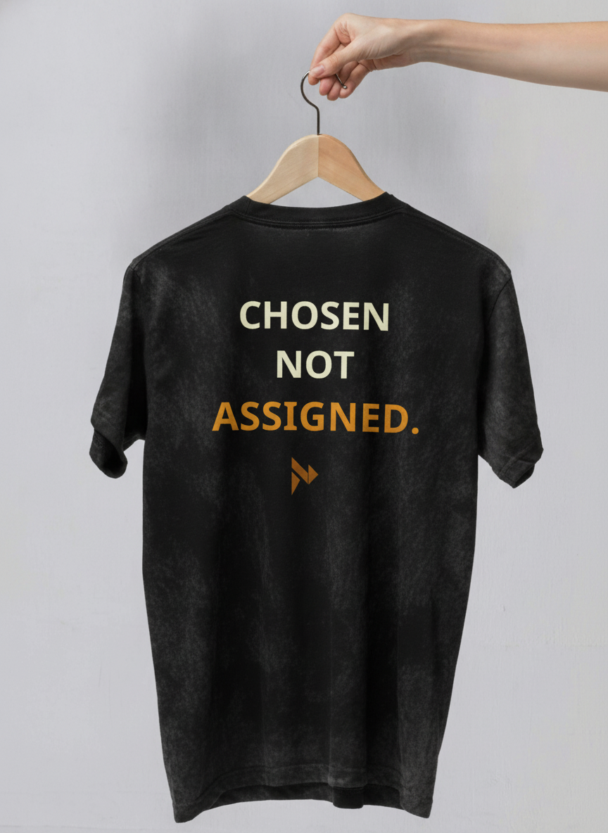 CHOSEN NOT ASSIGNED black back tee