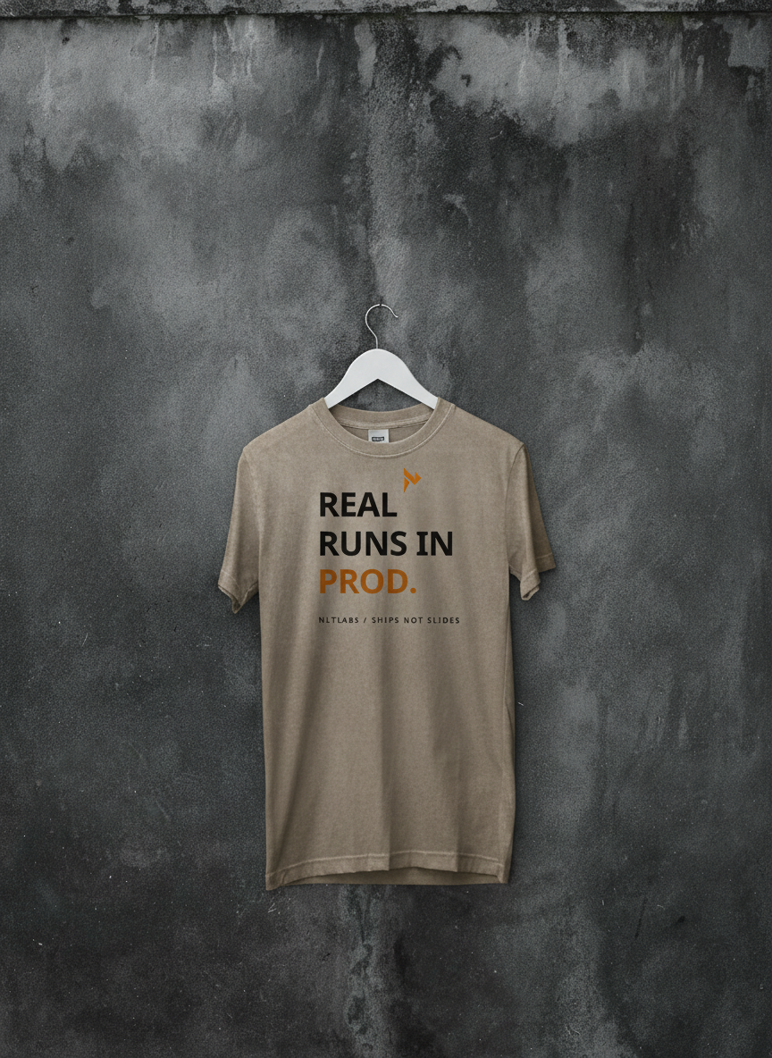 REAL RUNS IN PROD stone tee