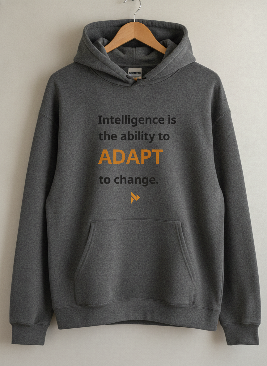 Hawking adapt quote charcoal hoodie